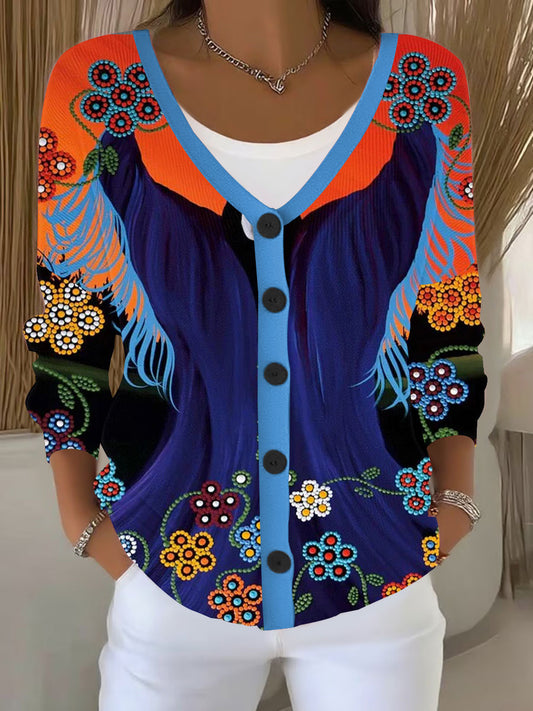 Women's Indigenous Art Print Cardigan