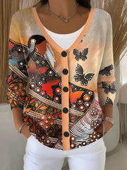 Women's Indigenous Art Print Cardigan