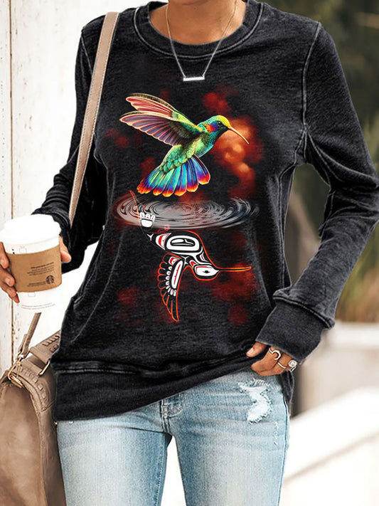 Women's Indigenous Hummingbird Art Sweatshirts