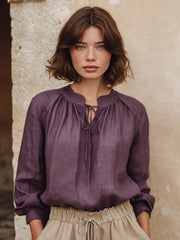 Women's Simple Solid Color Linen Shirt