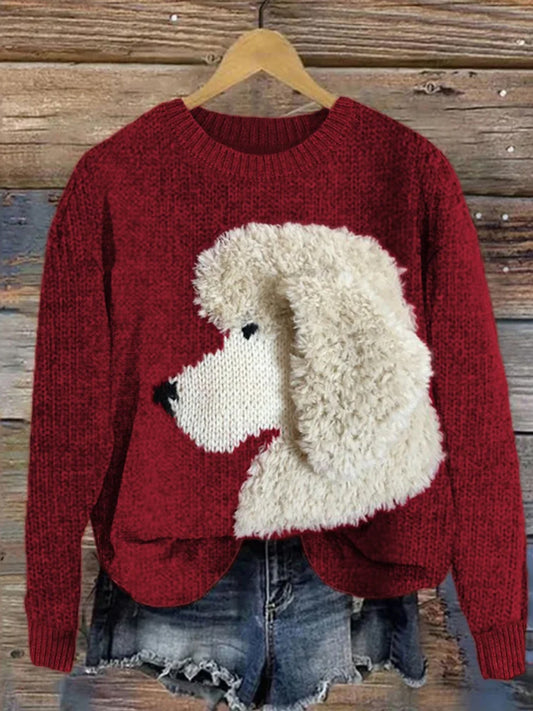 Women's Fuzzy Poodle Plush Knit Cozy Sweater
