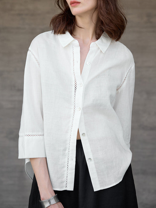 Women's Linen Hollow Lace Design Shirt