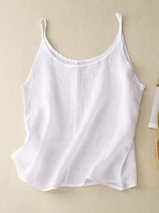 Women's solid cotton and linen suspenders