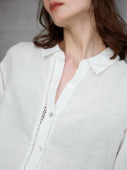 Women's Linen Hollow Lace Design Shirt
