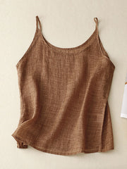 Women's solid cotton and linen suspenders