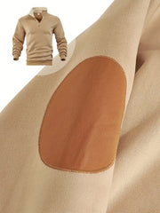 Men's Solid Color Half-Zip Fur Collar Pullover