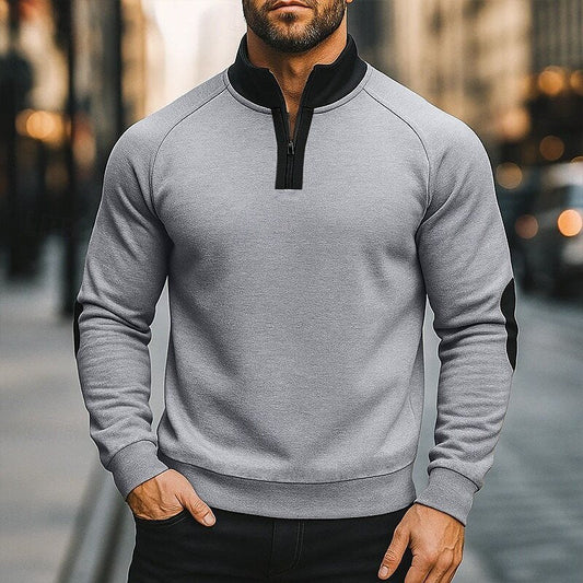 Men's Solid Color Half-Zip fur Pullover