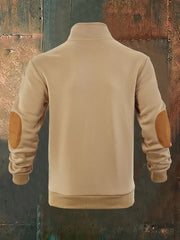 Men's Solid Color Half-Zip Fur Collar Pullover