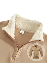 Men's Solid Color Half-Zip Fur Collar Pullover