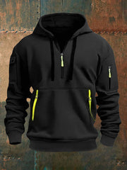 Men's Solid Color Pocket Plush Fleece Hoodie