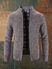 Men's Solid Color Zippered Knitted Cardigan Coat