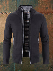 Men's Solid Color Zippered Knitted Cardigan Coat