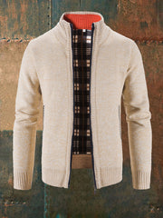 Men's Solid Color Zippered Knitted Cardigan Coat