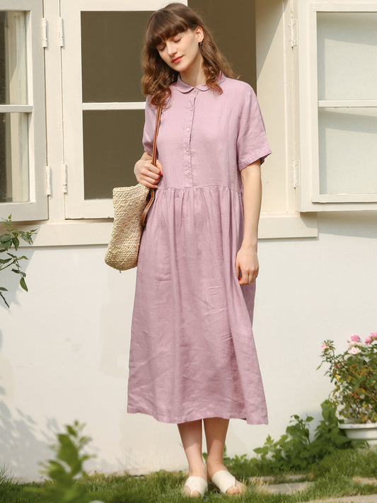 Women's Linen Short Sleeve Dress