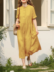 Women's Linen Short Sleeve Dress