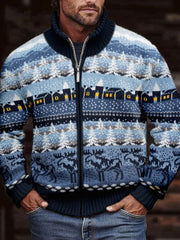Men's snow village printed jackets