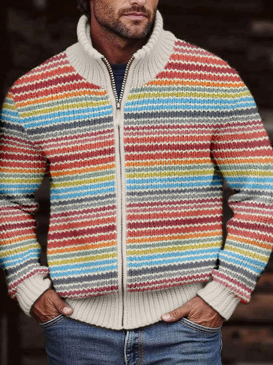 Men's autumn and winter striped printed jackets