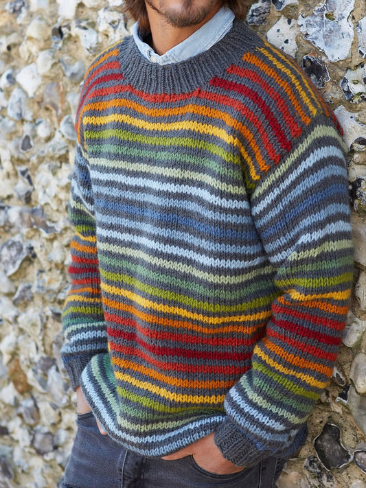 Men's autumn and winter striped tops