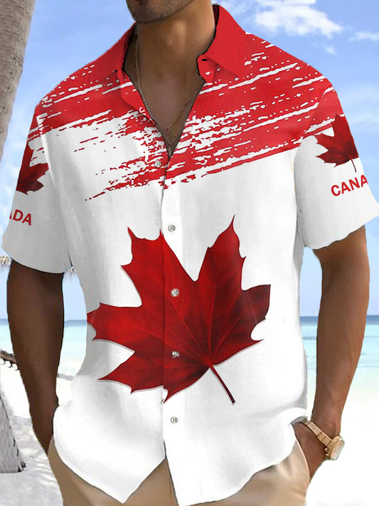 Men's Canadian Maple Leaf Print Casual Shirt
