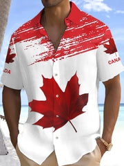 Men's Canadian Maple Leaf Print Casual Shirt