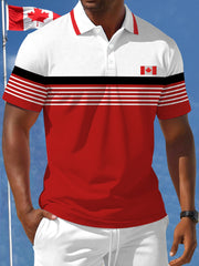 Men's Canadian Flag Stripes Print Casual Top