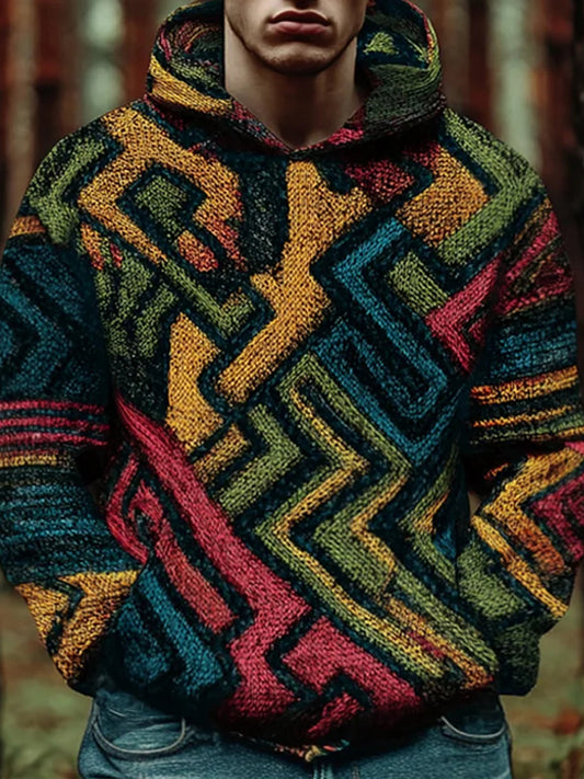 Men's Geometric Pattern Hoodie