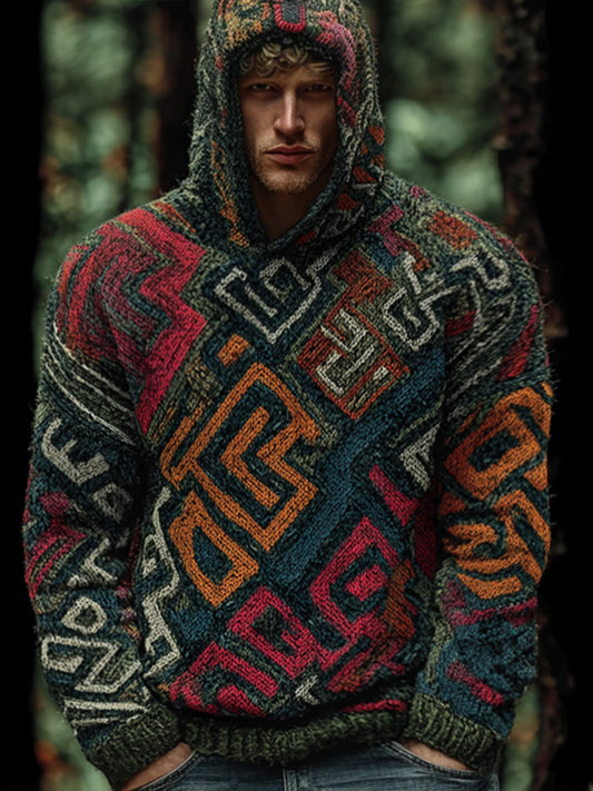 Men's Geometric Pattern Hoodie