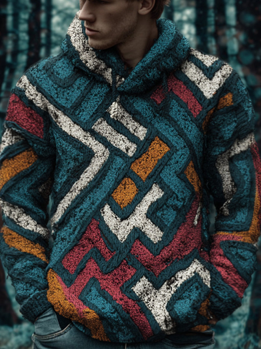 Men's Geometric Pattern Hoodie