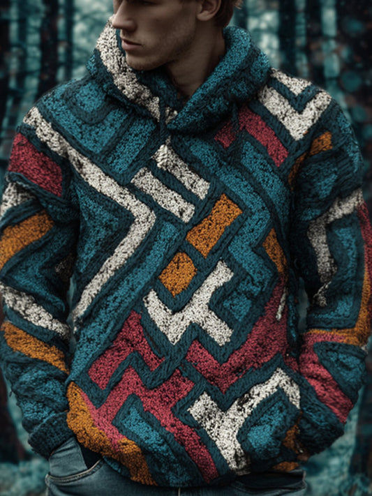 Men's Geometric Pattern Hoodie