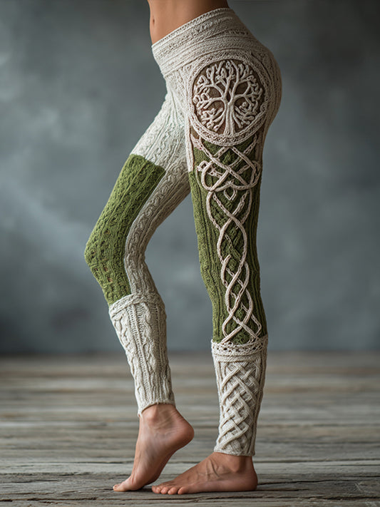 Women's Tree of Life Celtic Knot Pattern Cozy Leggings