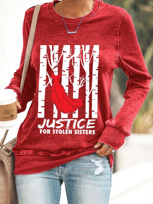 Women's 'Justice for Stolen Sisters' red dress sweatshirts