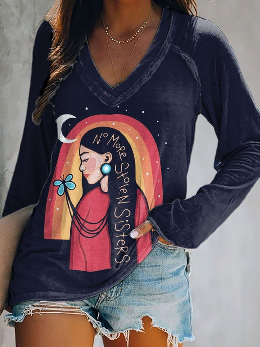 Women's Indigenous Art V-Neck Tops