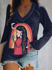 Women's Indigenous Art V-Neck Tops