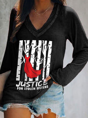 Women's 'Justice for Stolen Sisters' red dress with V-neck tops