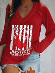 Women's 'Justice for Stolen Sisters' red dress with V-neck tops