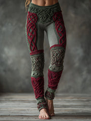 Women's Christmas Inspired Celtic Knot Pattern Cozy Leggings