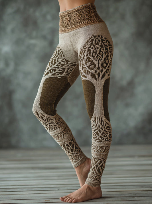 Women's Vintage Tree of Life Pattern Cozy Leggings