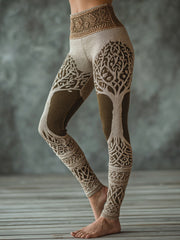 Women's Vintage Tree of Life Pattern Cozy Leggings