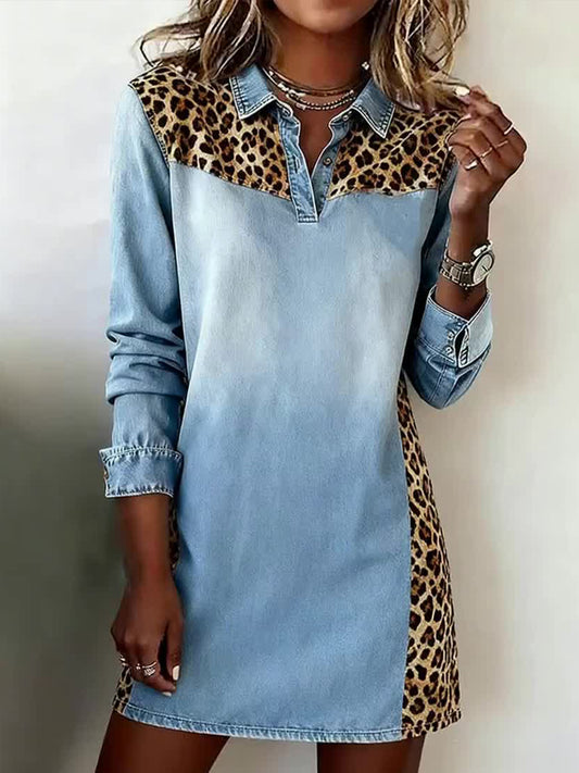 Women's Leopard Pattern Patchwork Art Dress