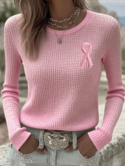 Women's Breast Cancer Awareness Pink Ribbon Long Sleeve T-Shirts