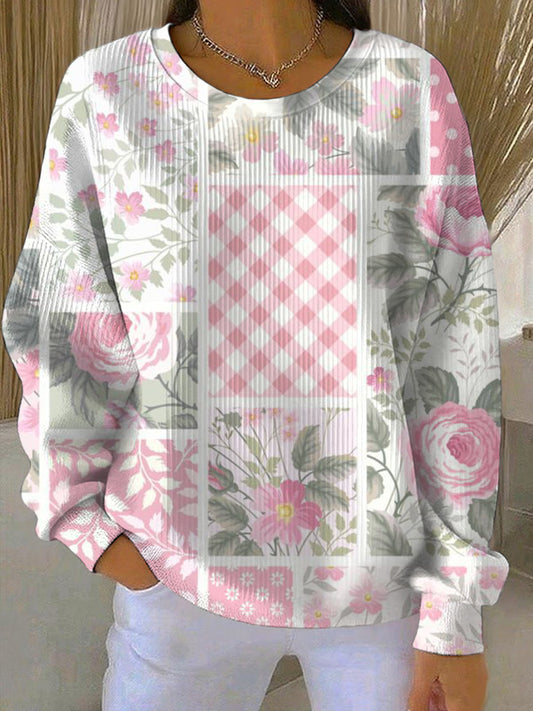 Women's Breast Cancer Pink Print Casual Sweatshirt