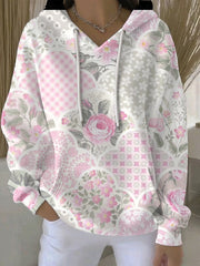 Women's Breast Cancer Pink Print Casual Hoodie