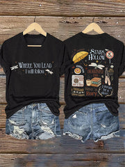 Women's 'Where You Lead, I Will Follow' V-Neck T-Shirts