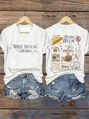 Women's 'Where You Lead, I Will Follow' V-Neck T-Shirts