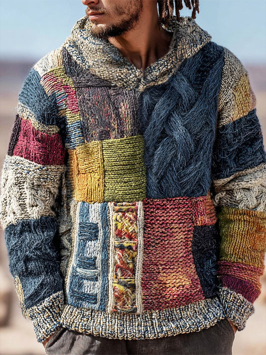 Men's Geometric Art Knitted Hoodie