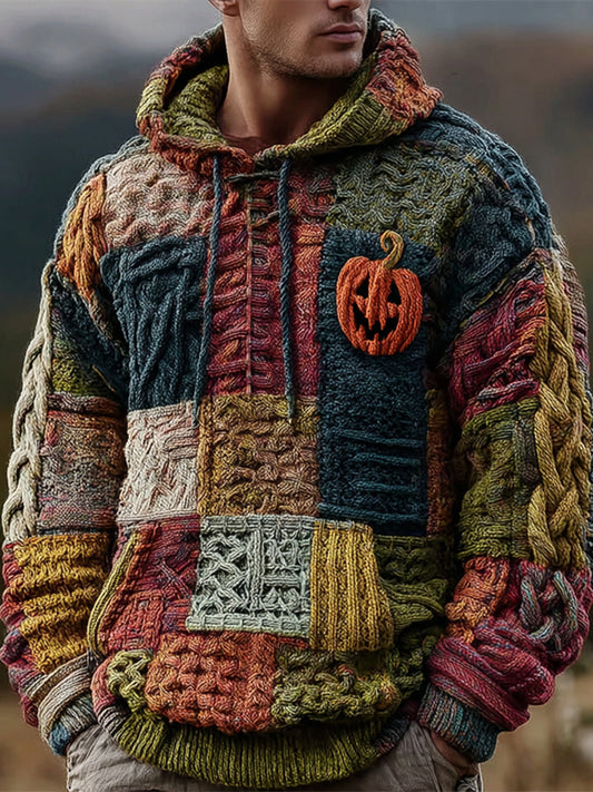 Men's Geometric Art Knitted Hoodie