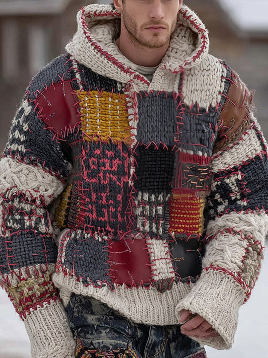 Men's Geometric Art Knitted Hoodie