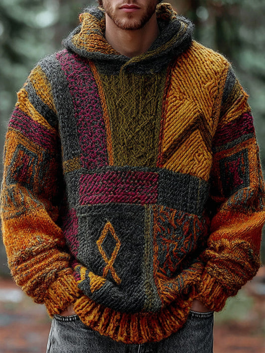 Men's Geometric Art Knitted Hoodie