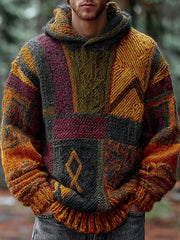Men's Geometric Art Knitted Hoodie
