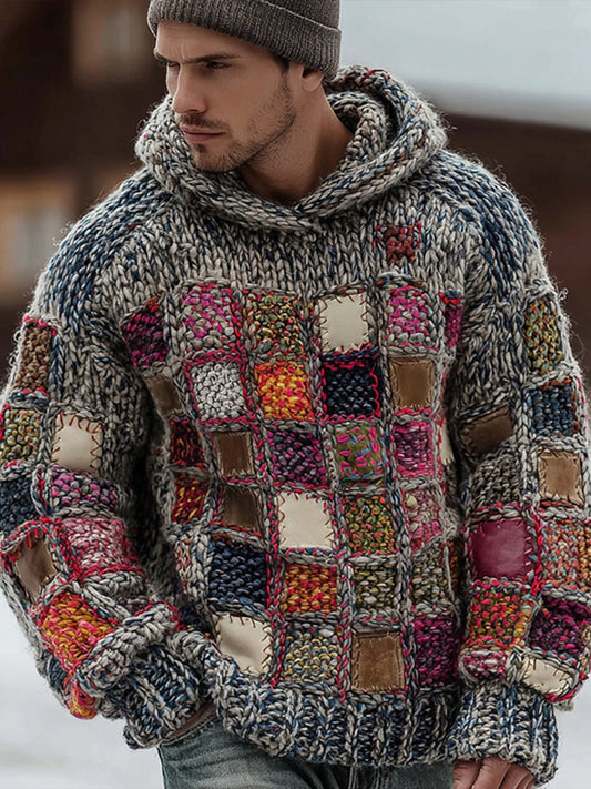 Men's Geometric Art Knitted Hoodie